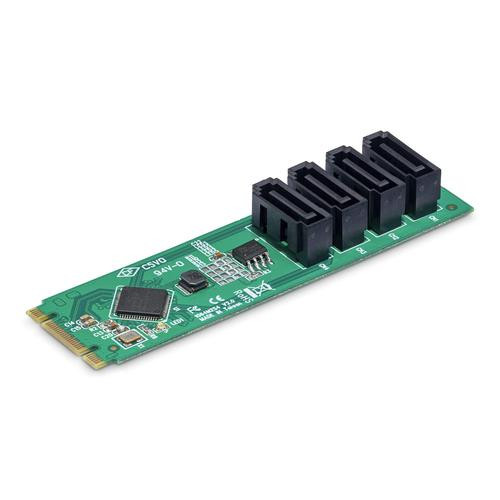 StarTech.com Carte Adaptateur M.2 vers SATA à 4 Ports, Carte Extension M.2 PCIe 3.0 vers HDD/SSD SATA, Chipset ASM1064, M.2 NVMe vers 4x HDD/SSD pour Windows/macOS/Linux - 4P-SATA-M2-ADAPTER