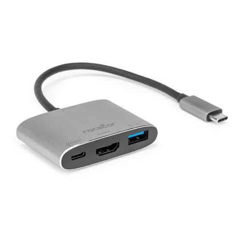 Rocstor USB-C MULTIPORT ADAPTER USB Type-C 5000 Mbit/s Noir, Argent - Y10A321-S1