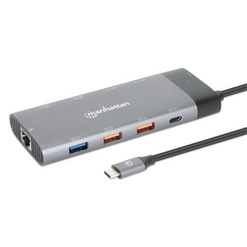 Manhattan  station d'accueil Avec fil USB 3.2 Gen 2 (3.1 Gen 2) Type-C Gris - 130714