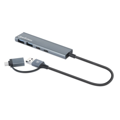 Manhattan  hub & concentrateur USB 3.2 Gen 1 (3.1 Gen 1) Type-A + Type-C 5000 Mbit/s Gris - 181075