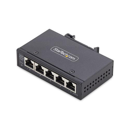StarTech.com Switch Réseau Industriel 5 Ports Non Géré, 100/1000 Ethernet, Rail DIN/Montage Mural, Commutateur Gigabit IP30 Robuste, -40°C - 75°C, 9~60V DC, Conforme TAA - I51G-ETHERNET-SWITCH