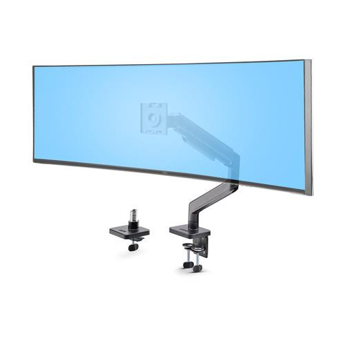 StarTech.com Support de Bureau pour Écrans Incurvés Jusqu'à 49 Pouces 32:9 Ultrawide, Bras à Ressort Mécanique pour Moniteur, Pince en C/Oeillet, Réglage Sans Outil, Max 20kg - H1M1AG1-MONITOR-ARM