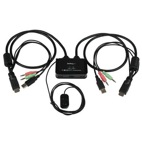 StarTech.com Switch Commutateur KVM 2 Ports USB, HDMI avec Audio et Câbles pour 2 PC sur 1 écran - Auto Alimenté - SV211HDUA