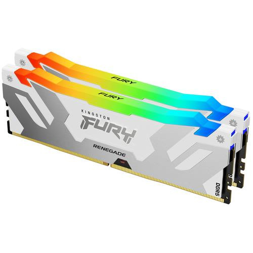 Kingston Technology FURY 64Go 6400MT/s DDR5 CL32 DIMM (Kit de 2) Renegade RGB Blanc XMP - KF564C32RWAK2-64
