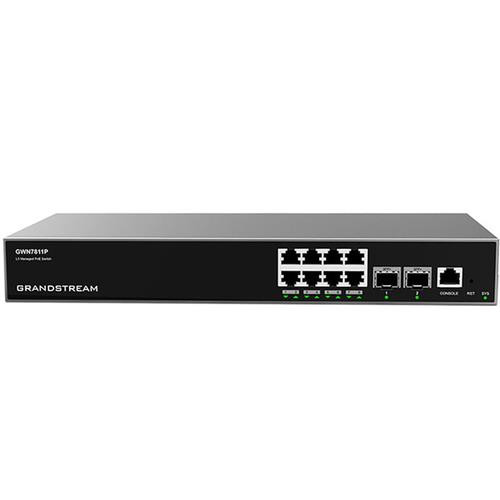 Grandstream Networks  commutateur réseau Géré L3 Gigabit Ethernet (10/100/1000) Connexion Ethernet, supportant l'alimentation via ce port (PoE) Gris - GWN7811P