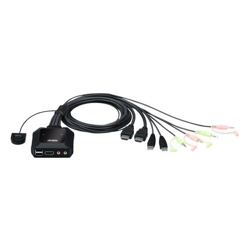 ATEN Commutateur KVM câble HDMI 4K USB 2 ports avec sélecteur de port distant - CS22H