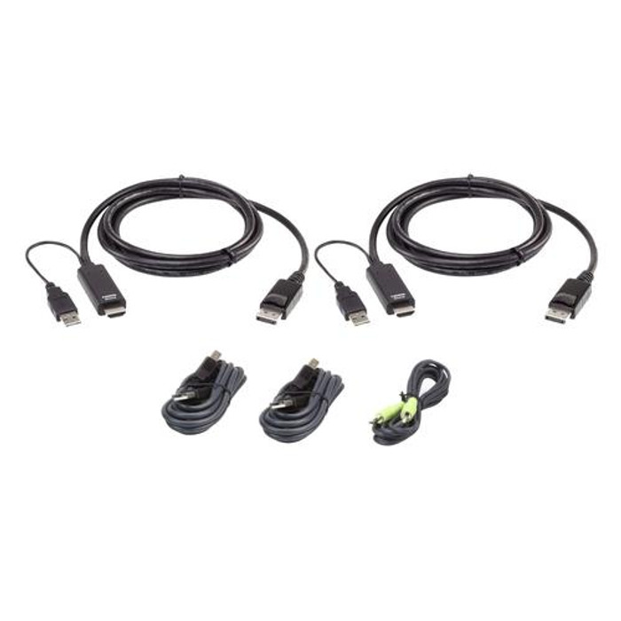 ATEN Kit de câbles KVM USB deux affichages sécurisés et universels de 1.8 M - 2L-7D02UHDPX5