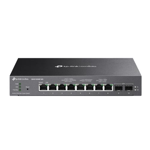 TP-Link Omada  commutateur réseau Géré L2/L2+ 2.5G Ethernet (100/1000/2500) Connexion Ethernet, supportant l'alimentation via ce port (PoE) Montage sur le bureau ou sur le mur Noir - SG2210XMP-M2
