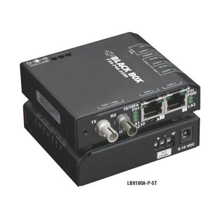Black Box  convertisseur de support réseau 100 Mbit/s Multimode Noir - LBH100A-PD-ST-24