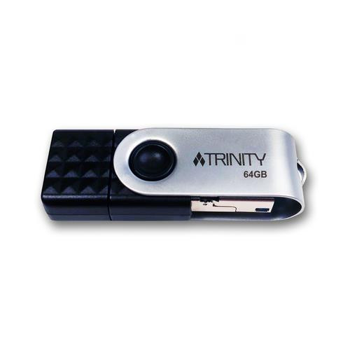 Patriot Memory Trinity 3in1 lecteur USB flash 64 Go USB Type-A / USB Type-C / Micro-USB 3.2 Gen 1 (3.1 Gen 1) Noir, Argent - PEF64GTRI3USB