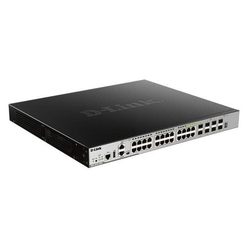 D-Link  commutateur réseau Géré L3 Gigabit Ethernet (10/100/1000) Connexion Ethernet, supportant l'alimentation via ce port (PoE) Noir, Gris - DGS-3630-28PC/SI