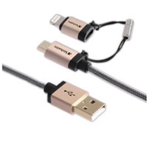 Verbatim 47", USB-A/microUSB + Lightning câble USB 1,2 m USB A Micro-USB B/Lightning Noir, Champagne - 99218