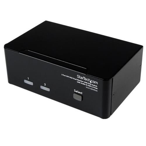StarTech.com Switch KVM USB 2 ports DVI VGA avec audio - Commutateur concentrateur USB 2.0 - SV231DDVDUA