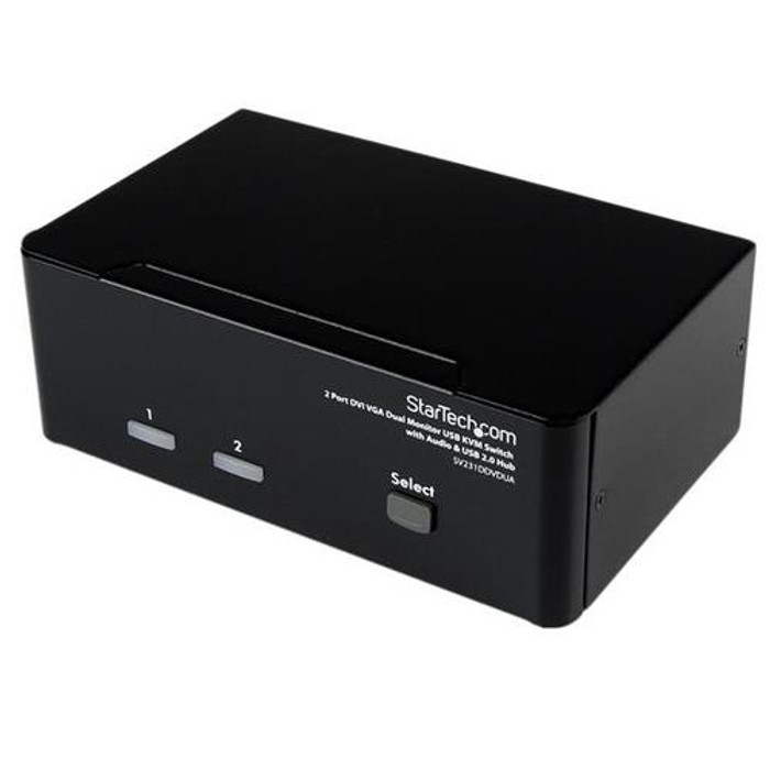StarTech.com Switch KVM USB 2 ports DVI VGA avec audio - Commutateur concentrateur USB 2.0 - SV231DDVDUA