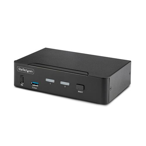 StarTech.com Switch KVM DisplayPort 2 Ports - 8K 60H/4K 144Hz, Écran Unique, DisplayPort 1.4, 2 Ports USB 3.0, 4x USB 2.0 HID, Commutateur KVM, Commutation par Bouton-Poussoir, Conforme TAA - Indépendant de l'OS - D86A2-2-PORT-8K-KVM