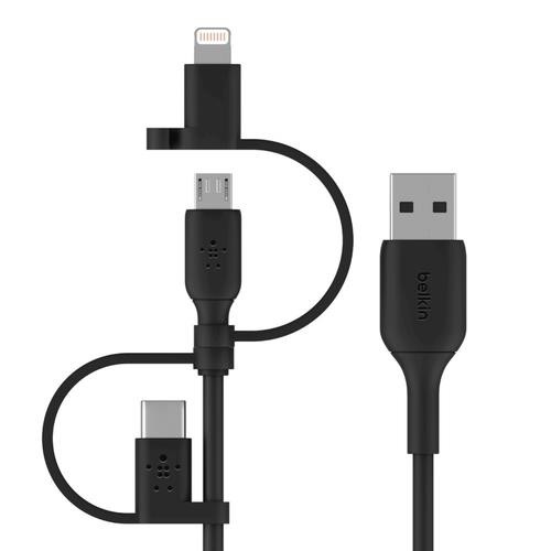 Belkin BOOST CHARGE câble USB 1 m USB A USB C/Micro-USB B/Lightning Noir - CAC001BT1MBK