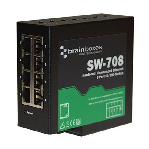 Brainboxes  commutateur réseau Non-géré Fast Ethernet (10/100) Noir - SW-708