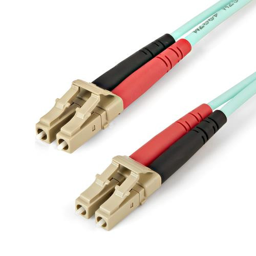 StarTech.com Câble Fibre Optique Multimode de 1m LC/UPC à LC/UPC OM4, Fibre Zipcord 50/125µm LOMMF/VCSEL, Réseaux 100G, Faible Perte d'Insertion, Cordon de Raccordement Fibre LSZH - 450FBLCLC1
