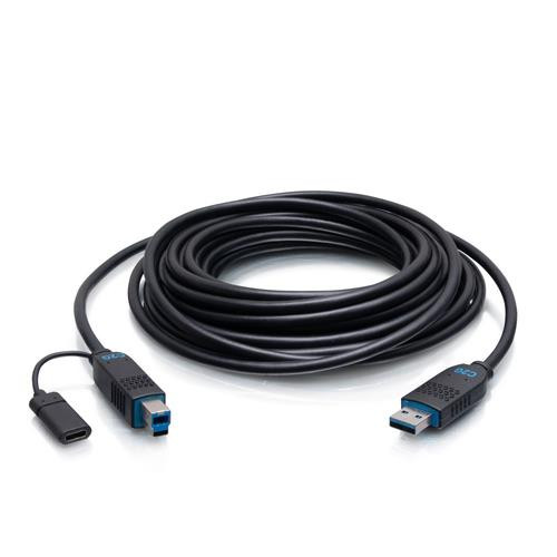 C2G  câble USB USB 3.2 Gen 2 (3.1 Gen 2) 22,86 m USB A USB B/USB C Noir - C2G30088