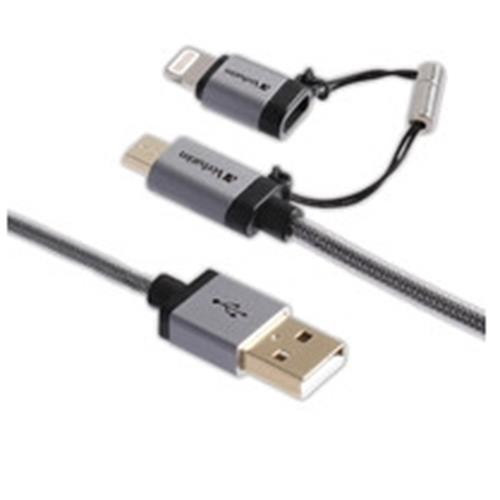 Verbatim 47", USB-A/microUSB + Lightning câble USB 1,2 m USB A Micro-USB B/Lightning Noir, Argent - 99217