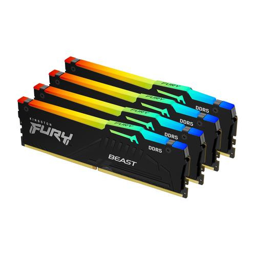 Kingston Technology FURY Beast 64 Go 5200 MT/s DDR5 CL40 DIMM (Kits de 4) RGB XMP - KF552C40BBAK4-64