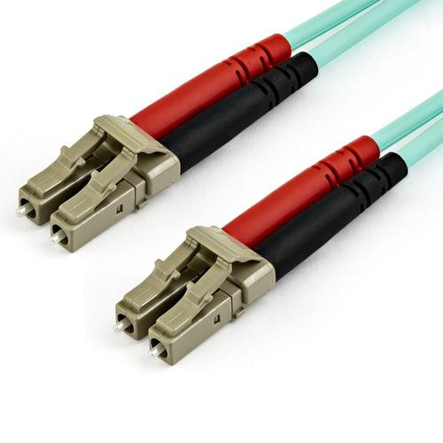 StarTech.com Câble Fibre Optique Multimode de 15m LC/UPC à LC/UPC OM4, Fibre Zipcord 50/125µm LOMMF/VCSEL, Réseaux 100G, Faible Perte d'Insertion, Cordon de Raccordement Fibre LSZH - 450FBLCLC15