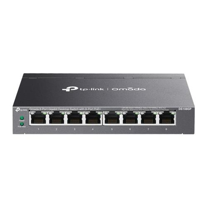 TP-Link Omada  commutateur réseau Non-géré Gigabit Ethernet (10/100/1000) Connexion Ethernet, supportant l'alimentation via ce port (PoE) Noir - DS108GP