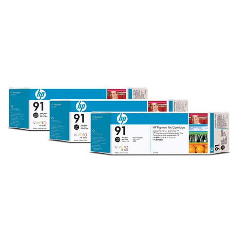 HP 91 3-pack 775-ml Photo Black DesignJet Pigment Ink Cartridges tête d’impression A jet d'encre thermique - C9481A
