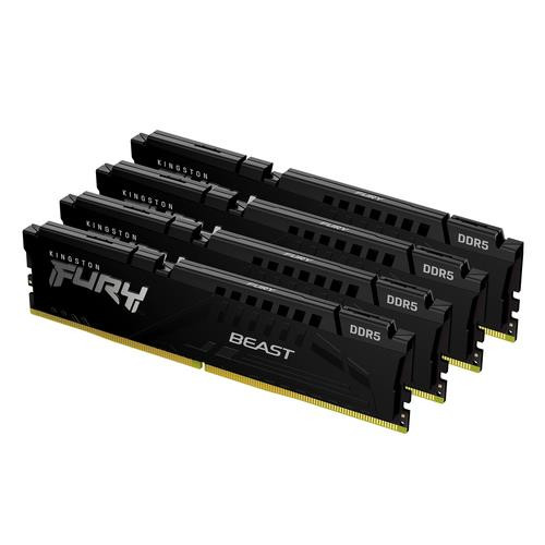 Kingston Technology FURY Beast 64 Go 5200 MT/s DDR5 CL40 DIMM (Kits de 4) Black XMP - KF552C40BBK4-64
