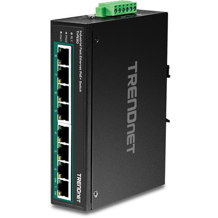 Trendnet  commutateur réseau Non-géré Fast Ethernet (10/100) Connexion Ethernet, supportant l'alimentation via ce port (PoE) Noir - TI-PE80