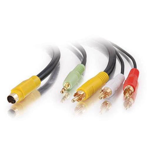 C2G 25ft Value Series S-Video & Audio -> 3 RCA Type Adapter Cable 7,5 m S-Video (4-pin) + 3.5mm 3 x RCA Noir - 27993