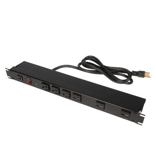 RackSolutions  multiprise 2,4 m 6 sortie(s) CA Noir - PS19-R6-6-S-L