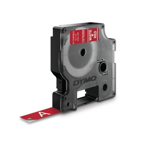 DYMO D1 - Durable Étiquettes - Blanc sur rouge - 12mm x 7m - 1978366