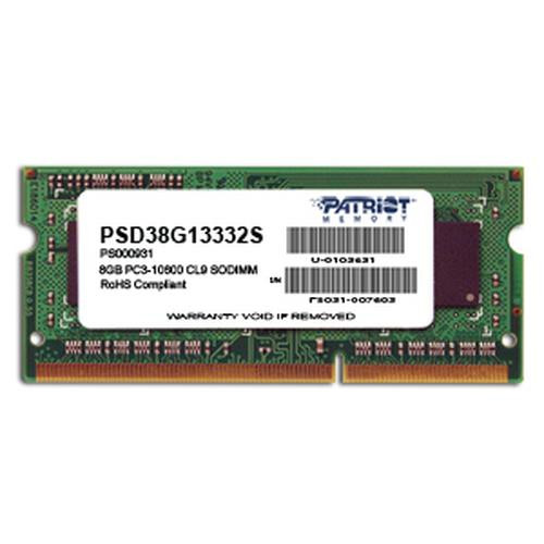 Patriot Memory 8GB PC3-10600 module de mémoire 8 Go 1 x 8 Go DDR3 204-pin SO-DIMM - PSD38G13332S