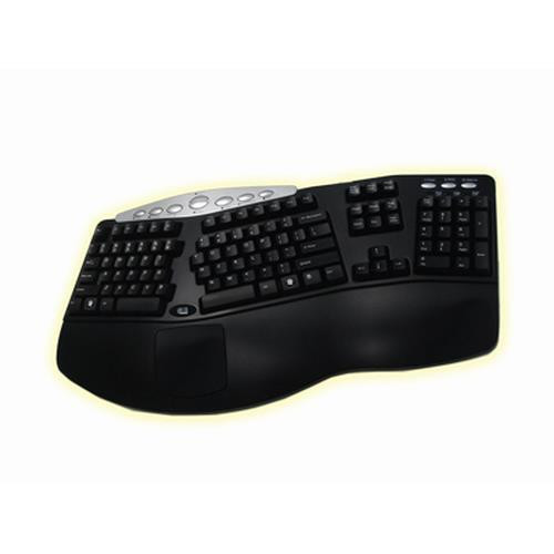 Adesso Tru-Form™ Media - Contoured Ergonomic Keyboard with Hot Key clavier USB + PS/2 QWERTY Noir - PCK-208B