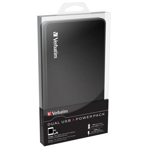 Verbatim Portable Power Pack 10000 mAh Lithium Polymère (LiPo) Noir - 97936