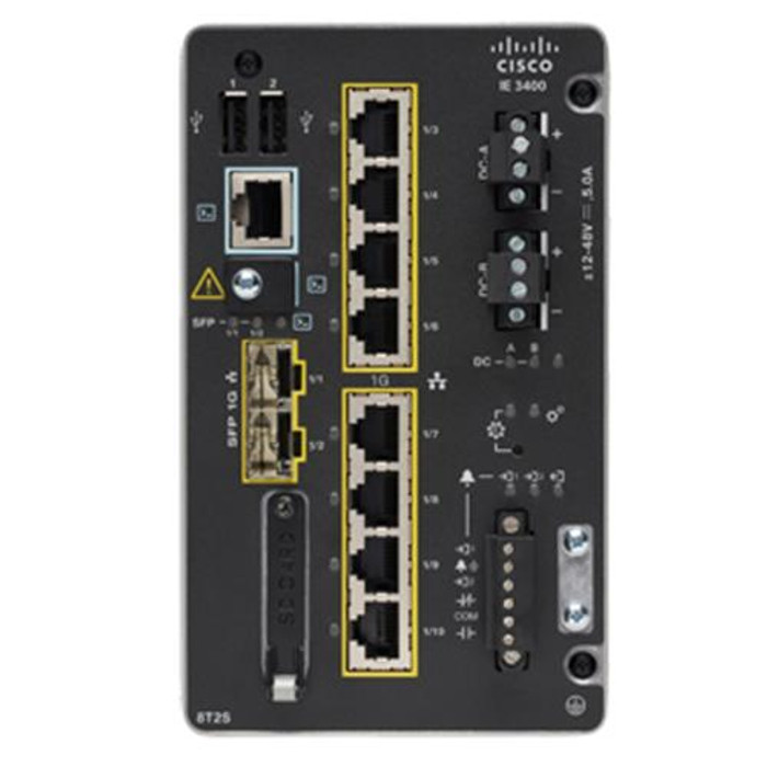 Cisco Catalyst IE3400 Géré L2 Gigabit Ethernet (10/100/1000) Noir - IE-3400-8T2S-A