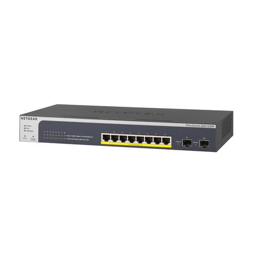 NETGEAR GS510TPP Géré L2/L3/L4 Gigabit Ethernet (10/100/1000) Connexion Ethernet, supportant l'alimentation via ce port (PoE) Noir - GS510TPP-100NAS