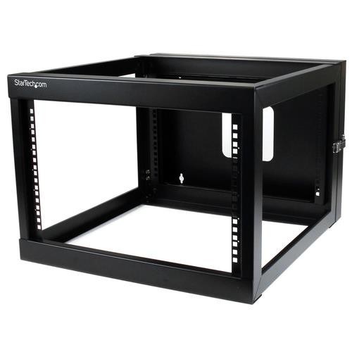 StarTech.com Rack Réseau Mural à Charnières 4 Montants 6U, Rack 19" à Cadre Ouvert avec Profondeur de Montage de 50,2cm, Rack de Données Pivotant à Montage Mural pour Matériel IT/AV - RK619WALLOH