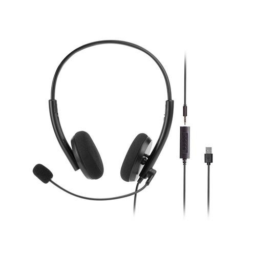 Monoprice Workstream WFH 3.5mm + USB Casque Avec fil Arceau Bureau/Centre d'appels USB Type-A Noir - 43017