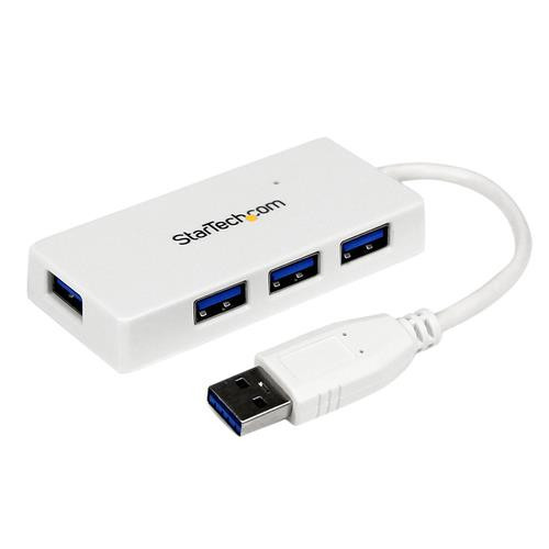 StarTech.com Hub USB 3.0 à 4 ports avec câble intégré - 5Gbps - Blanc - ST4300MINU3W