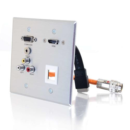 C2G RapidRun Double Gang boitier de prise de courant Gris - 60116