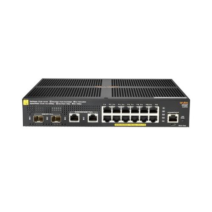 HPE Aruba Networking Aruba 2930F 12G PoE+ 2G/2SFP+ Géré L3 Gigabit Ethernet (10/100/1000) Connexion Ethernet, supportant l'alimentation via ce port (PoE) 1U Noir - JL693A#B2C
