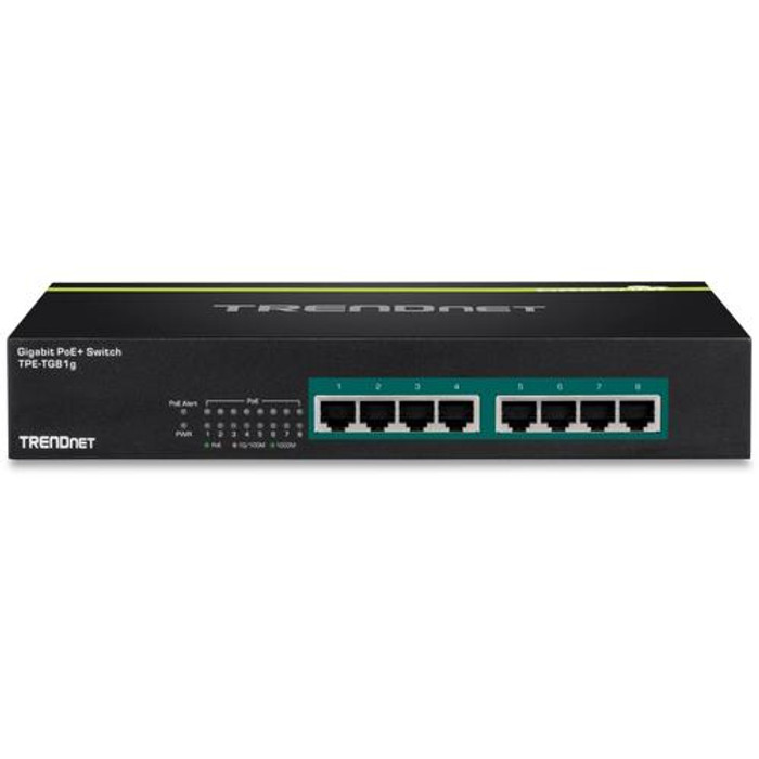 Trendnet TPE-TG81g Non-géré Gigabit Ethernet (10/100/1000) Connexion Ethernet, supportant l'alimentation via ce port (PoE) Noir - TPE-TG81G