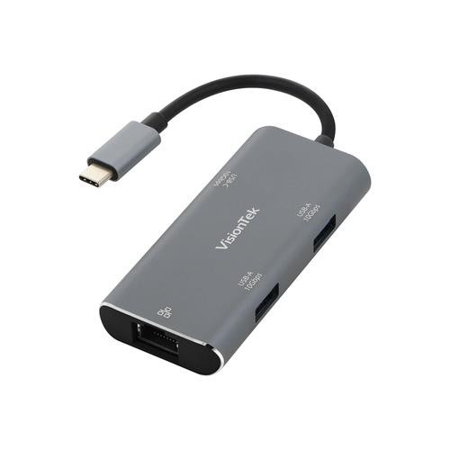 VisionTek  hub & concentrateur USB 3.2 Gen 2 (3.1 Gen 2) Type-C 10000 Mbit/s Noir, Gris - 901538