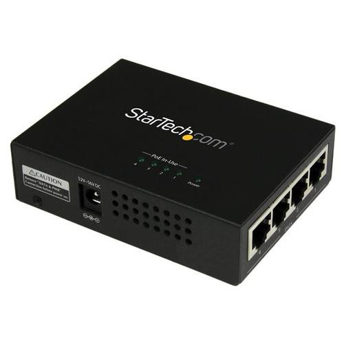 StarTech.com Injecteur PoE+ à 4 ports Gigabit - Midspan Power over Ethernet - 802.3at/af - POEINJ4G