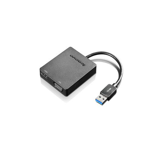 Lenovo Universal USB 3.0 to VGA/HDMI adaptateur graphique USB Noir - 4X90H20061