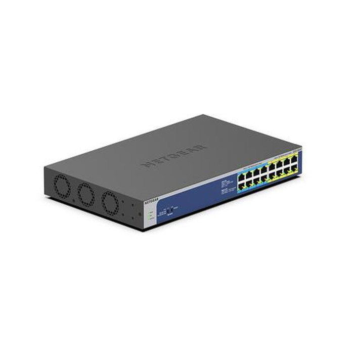 NETGEAR GS516UP Non-géré Gigabit Ethernet (10/100/1000) Connexion Ethernet, supportant l'alimentation via ce port (PoE) Gris - GS516UP-100NAS
