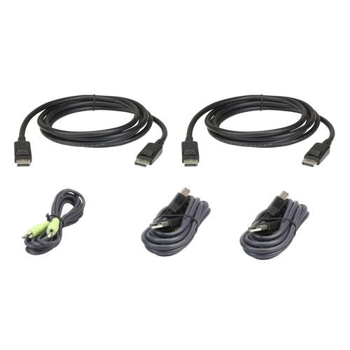 ATEN Kit de câbles KVM sécurisé deux affichages DisplayPort USB 1,8 M - 2L-7D02UDPX5