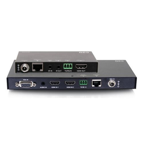 C2G Dual HDMI® HDBaseT 4K + VGA, 3,5 mm et RS232 sur boîtier d’extension émetteur de commutation Cat vers boîtier récepteur ultra-mince - 4K 60 Hz - 30027